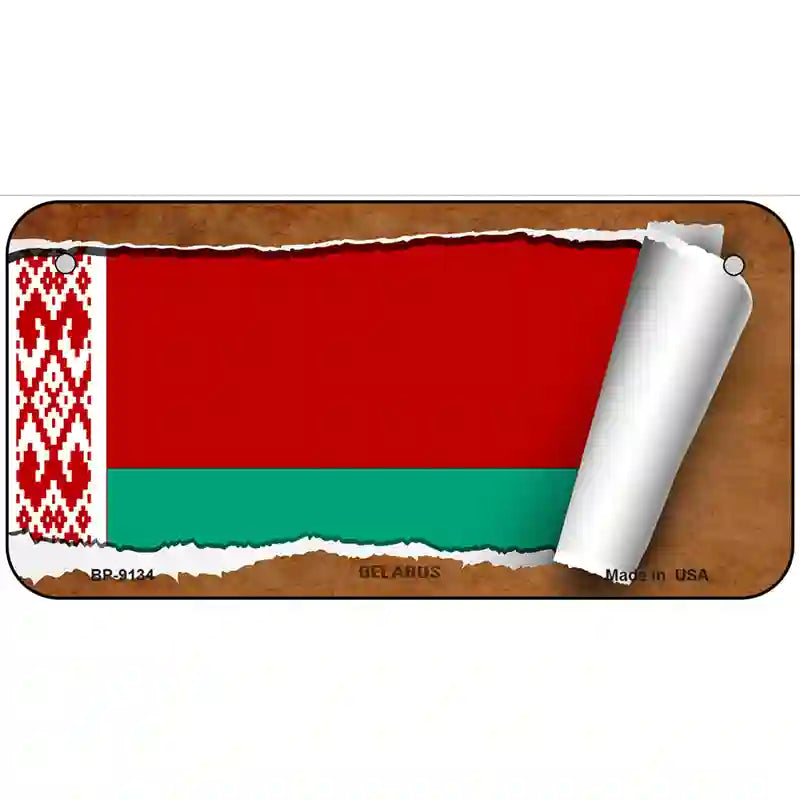 Belarus Flag Scroll Metal Novelty License Plate 6" x 3" (BP)