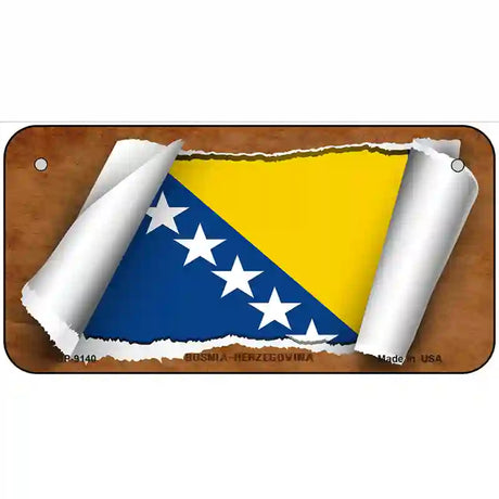 Bosnia-Herzegovina Flag Scroll Metal Novelty License Plate 6" x 3" (BP)