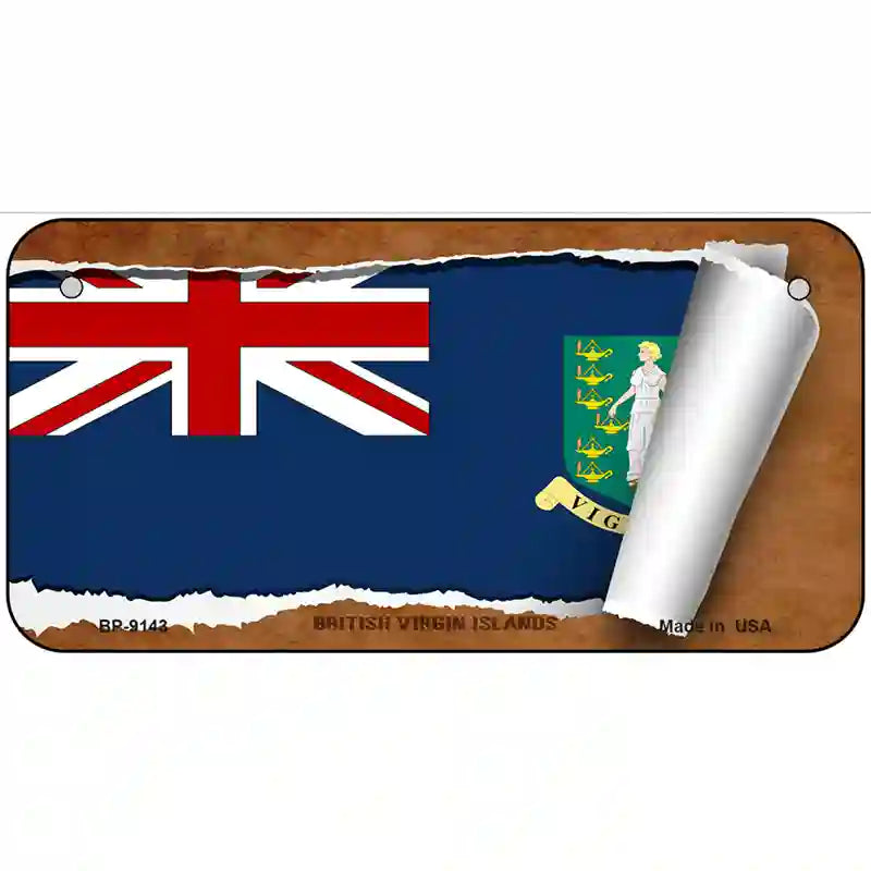 British Virgin Island Flag Scroll Metal Novelty License Plate 6" x 3" (BP)