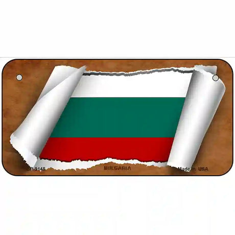 Bulgaria Flag Scroll Metal Novelty License Plate 6" x 3" (BP)