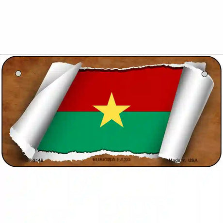 Burkina Faso Flag Scroll Metal Novelty License Plate 6" x 3" (BP)