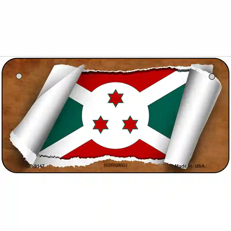 Burundi Flag Scroll Metal Novelty License Plate 6" x 3" (BP)