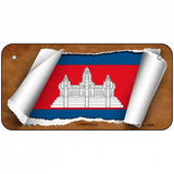 Cambodia Flag Scroll Metal Novelty License Plate 6" x 3" (BP)