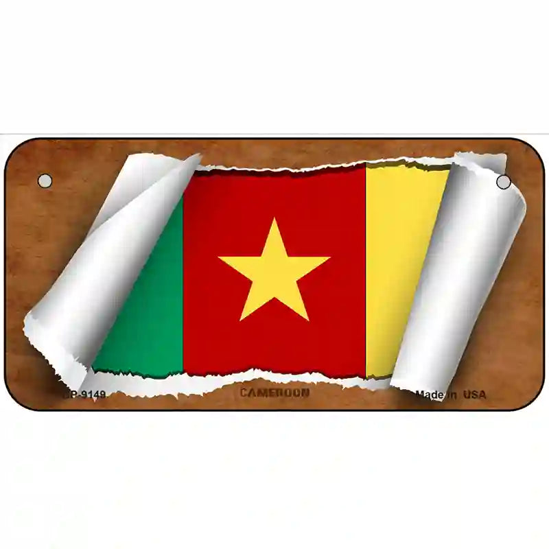 Cameroon Flag Scroll Metal Novelty License Plate 6" x 3" (BP)