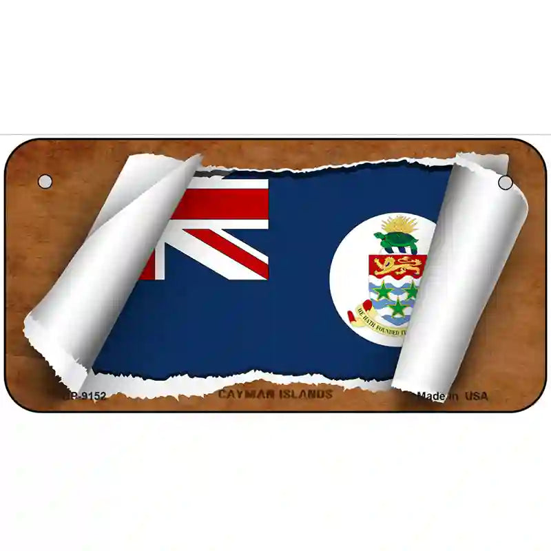 Cayman Islands Flag Scroll Metal Novelty License Plate 6" x 3" (BP)