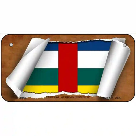 Central African Republic Flag Scroll Metal Novelty License Plate 6" x 3" (BP)