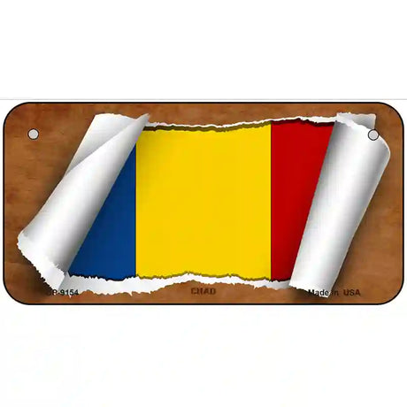 Chad Flag Scroll Metal Novelty License Plate 6" x 3" (BP)