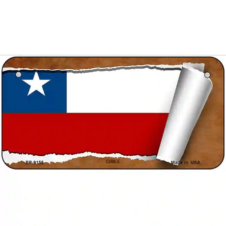 Chile Flag Scroll Metal Novelty License Plate 6" x 3" (BP)