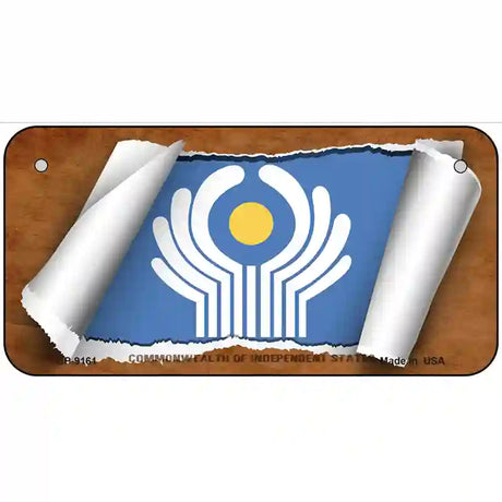 Commonwealth of Independent States Flag Scroll Metal Novelty License Plate 6" x 3" (BP)