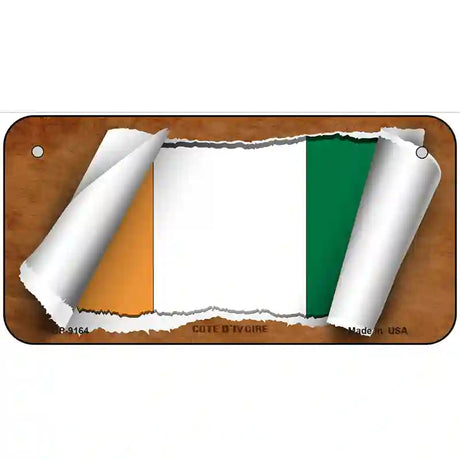 Cote DIvoire Flag Scroll Metal Novelty License Plate 6" x 3" (BP)