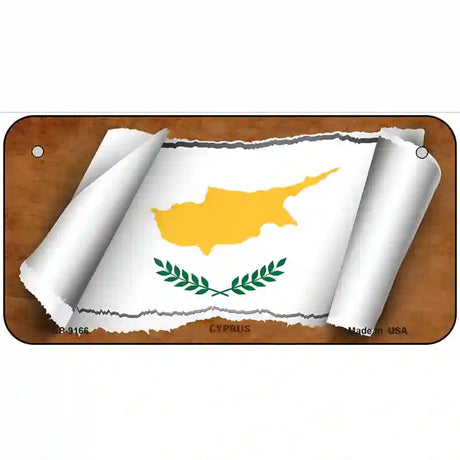 Cyprus Flag Scroll Metal Novelty License Plate 6" x 3" (BP)