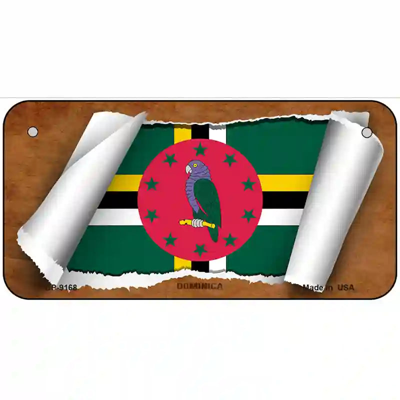 Dominica Flag Scroll Metal Novelty License Plate 6" x 3" (BP)