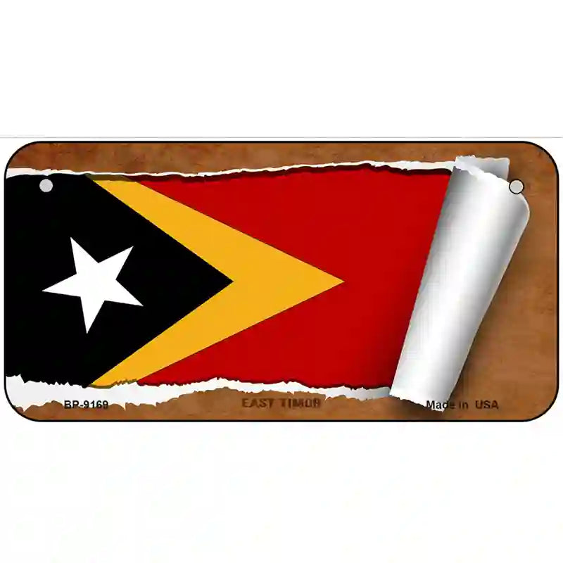 East Timor Flag Scroll Metal Novelty License Plate 6" x 3" (BP)