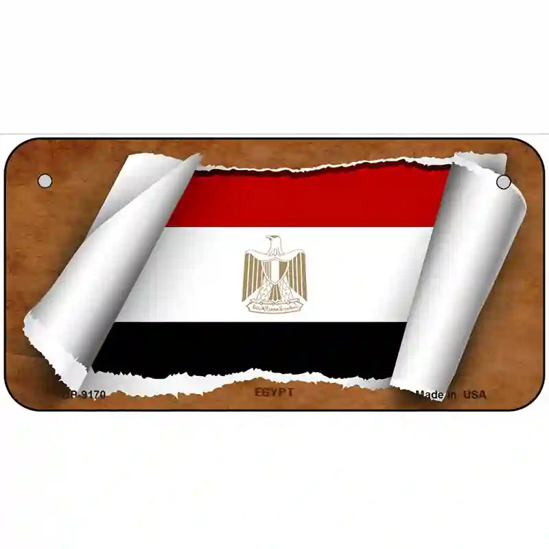 Egypt Flag Scroll Metal Novelty License Plate 6" x 3" (BP)