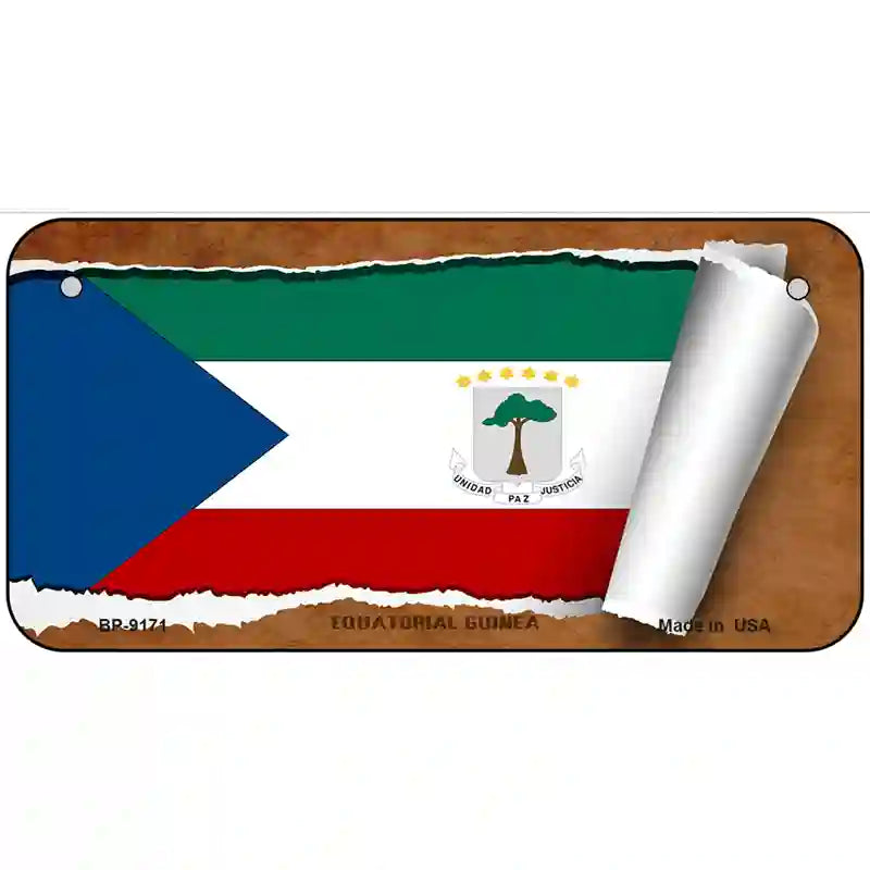 Equatorial Guinea Flag Scroll Metal Novelty License Plate 6" x 3" (BP)