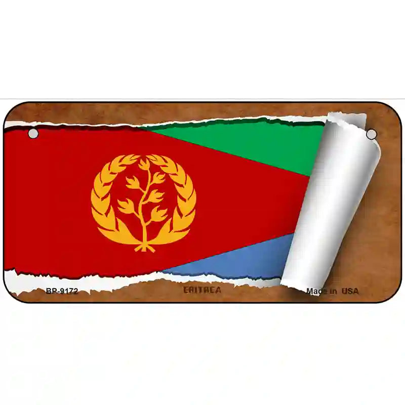 Eritrea Flag Scroll Metal Novelty License Plate 6" x 3" (BP)