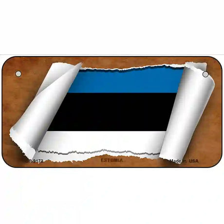 Estonia Flag Scroll Metal Novelty License Plate 6" x 3" (BP)