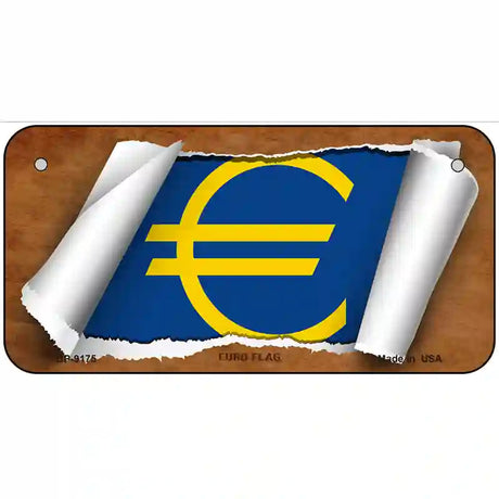 Euro Flag Scroll Metal Novelty License Plate 6" x 3" (BP)