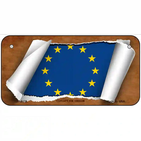 European Union Flag Scroll Metal Novelty License Plate 6" x 3" (BP)