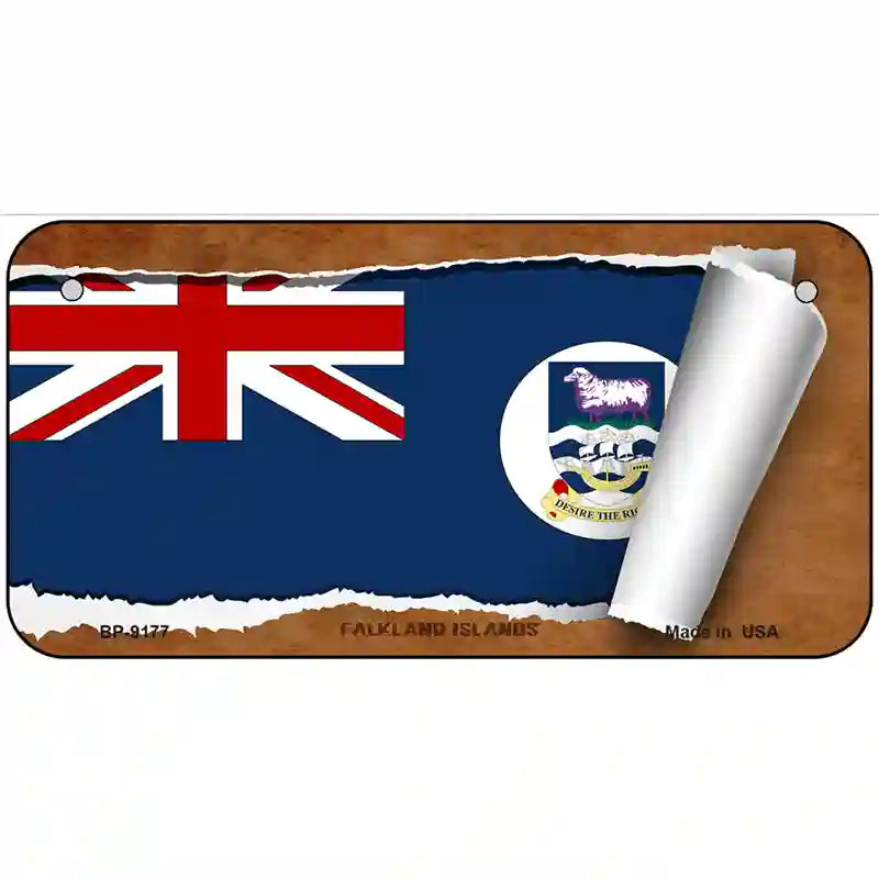 Falkland Islands Flag Scroll Metal Novelty License Plate 6" x 3" (BP)