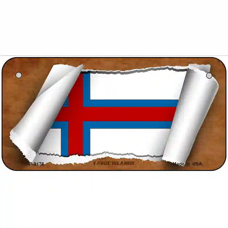 Faroe Islands Flag Scroll Metal Novelty License Plate 6" x 3" (BP)