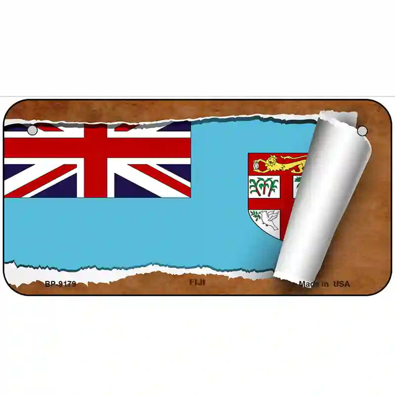 Fiji Flag Scroll Metal Novelty License Plate 6" x 3" (BP)