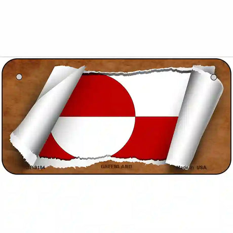 Greenland Flag Scroll Metal Novelty License Plate 6" x 3" (BP)