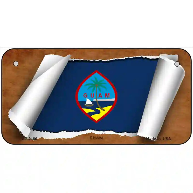 Guam Flag Scroll Metal Novelty License Plate 6" x 3" (BP)