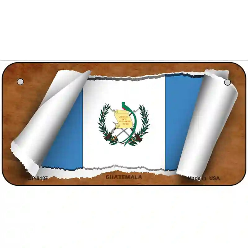 Guatemala Country Flag Scroll Metal Novelty License Plate 6" x 3" (BP)