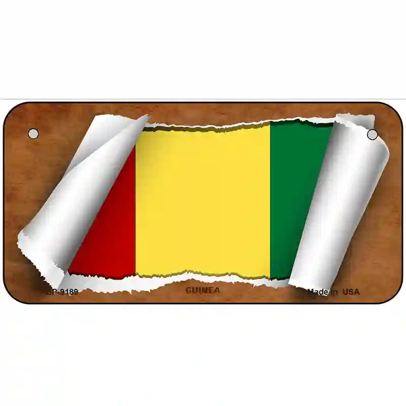 Guinea Flag Scroll Metal Novelty License Plate 6" x 3" (BP)