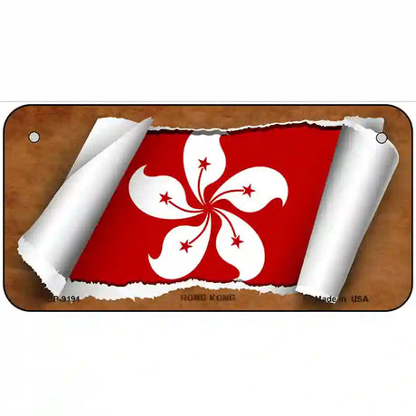 Hong Kong Flag Scroll Metal Novelty License Plate 6" x 3" (BP)