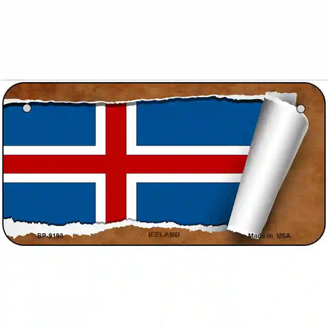 Iceland Flag Scroll Metal Novelty License Plate 6" x 3" (BP)