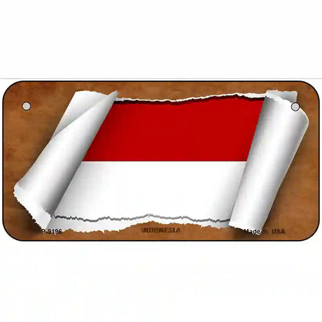 Indonesia Flag Scroll Metal Novelty License Plate 6" x 3" (BP)