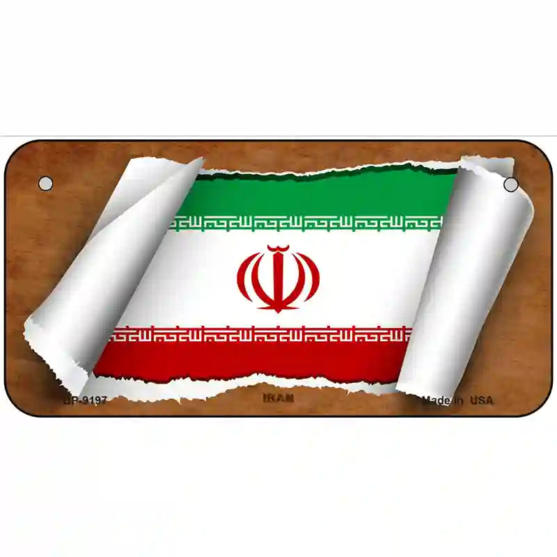 Iran Flag Scroll Metal Novelty License Plate 6" x 3" (BP)