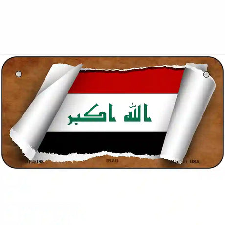 Iraq Flag Scroll Metal Novelty License Plate 6" x 3" (BP)