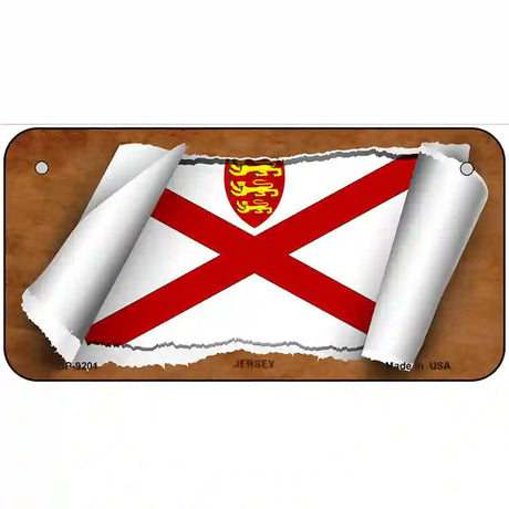 Jersey Flag Scroll Metal Novelty License Plate 6" x 3" (BP)