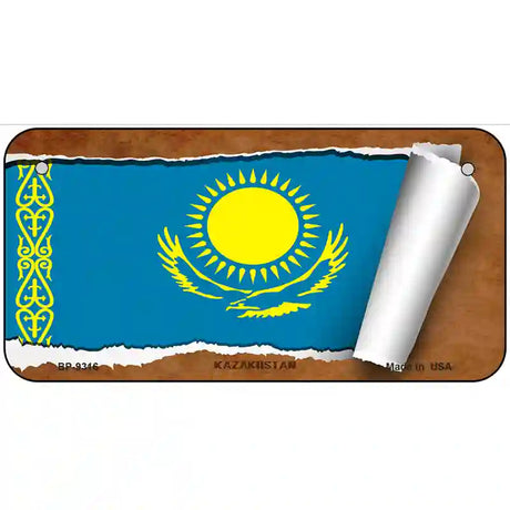 Kasakhstan Flag Scroll Metal Novelty License Plate 6" x 3" (BP)