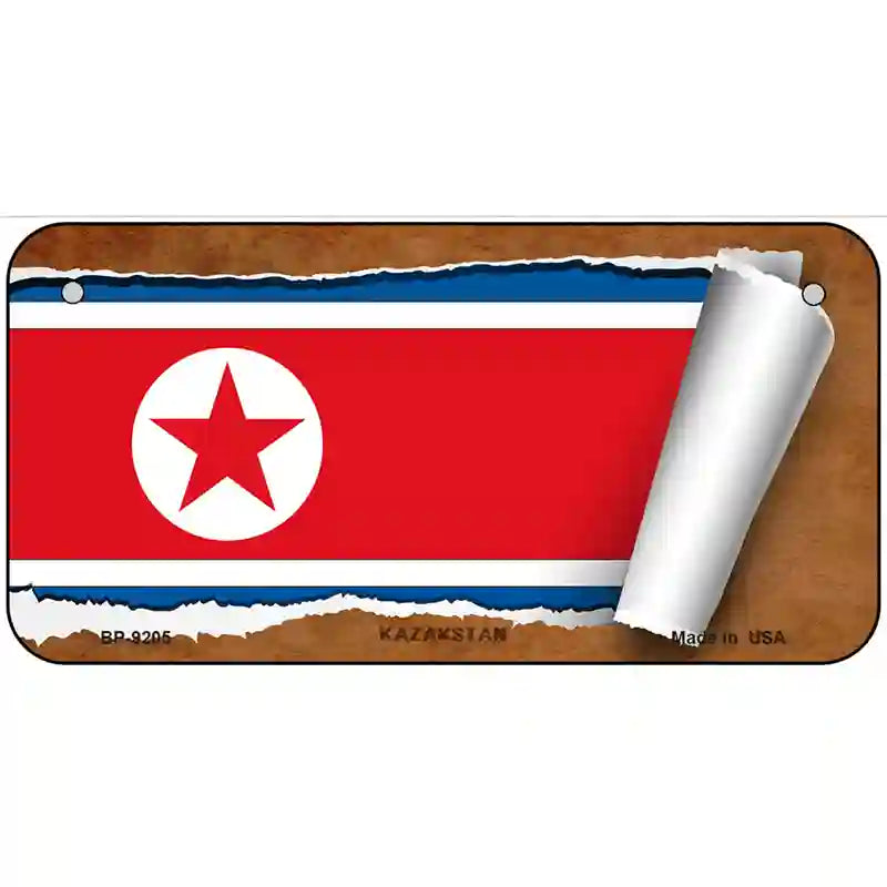 North Korea Flag Scroll Metal Novelty License Plate 6" x 3" (BP)