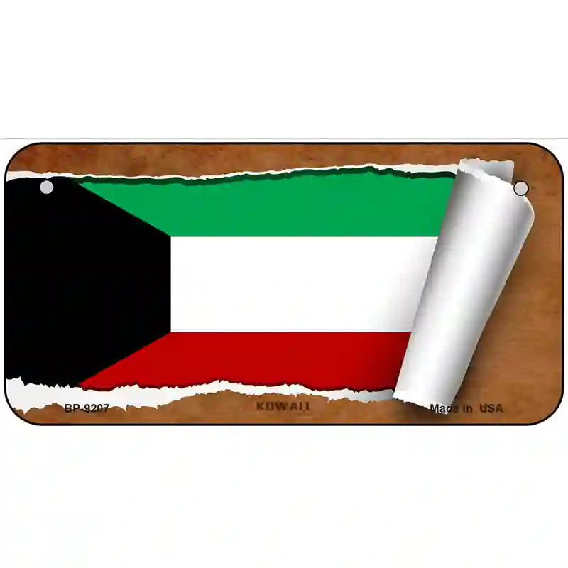 Kuwait Flag Scroll Metal Novelty License Plate 6" x 3" (BP)