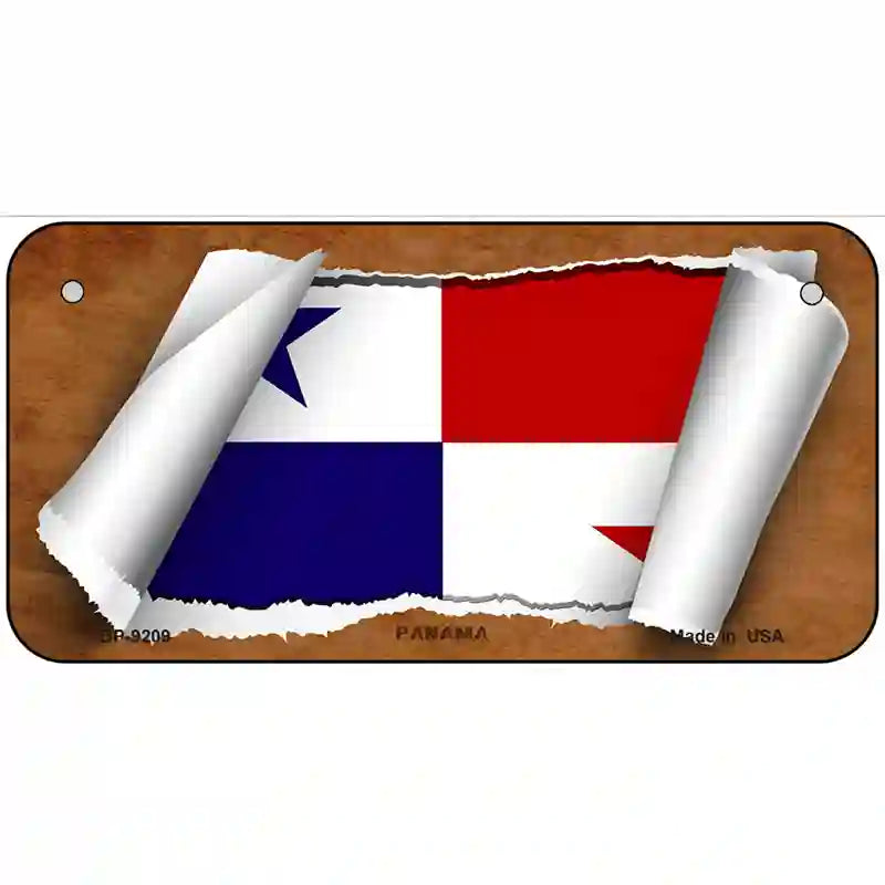 Panama Flag Scroll Metal Novelty License Plate 6" x 3" (BP)