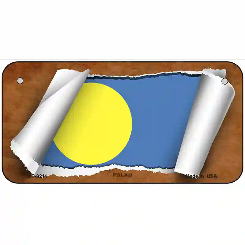 Palau Flag Scroll Metal Novelty License Plate 6" x 3" (BP)