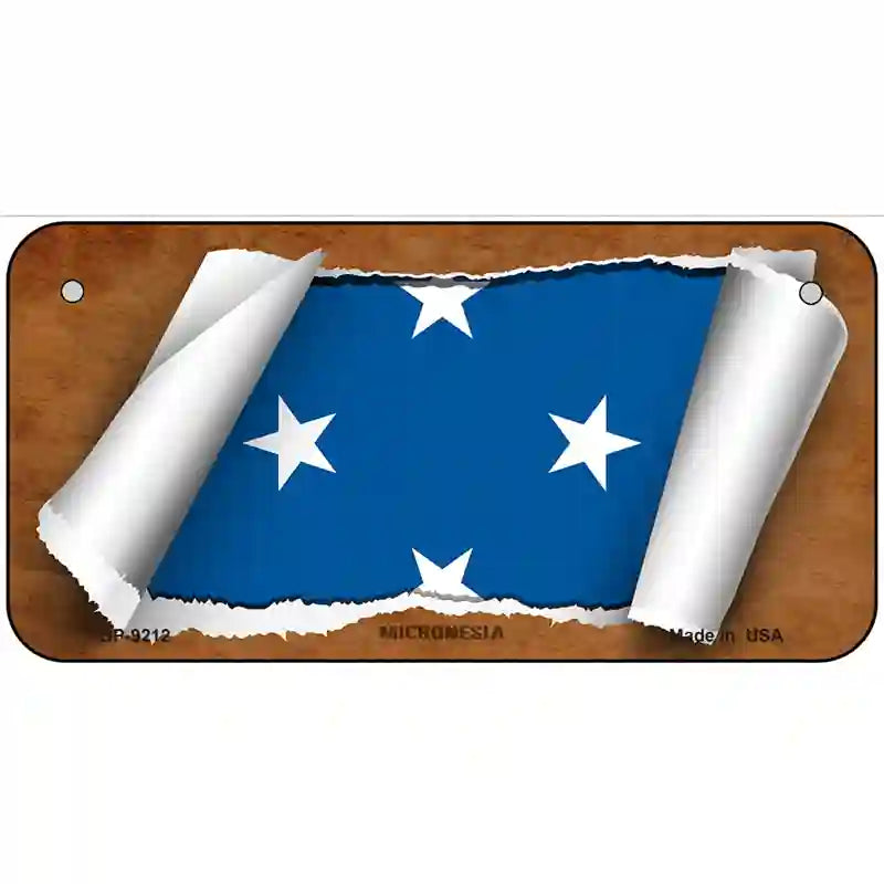 Micronesia Flag Scroll Metal Novelty License Plate 6" x 3" (BP)