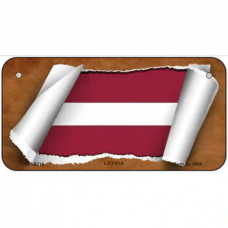 Latvia Flag Scroll Metal Novelty License Plate 6" x 3" (BP)