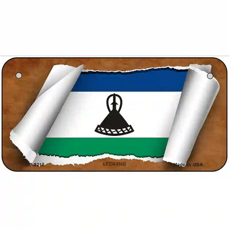 Lesotho Flag Scroll Metal Novelty License Plate 6" x 3" (BP)