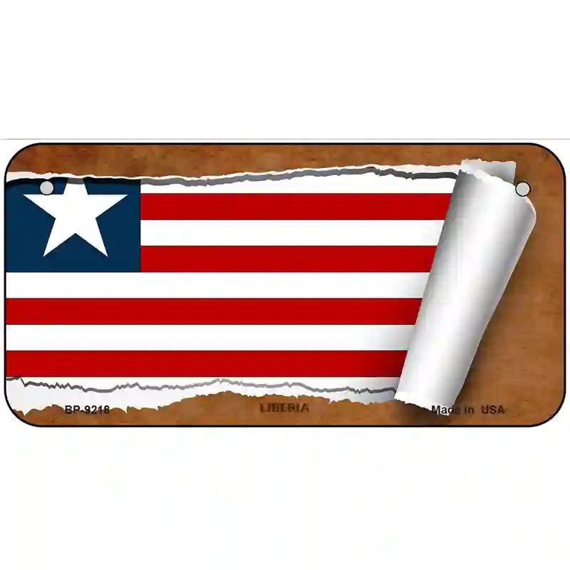 Liberia Flag Scroll Metal Novelty License Plate 6" x 3" (BP)