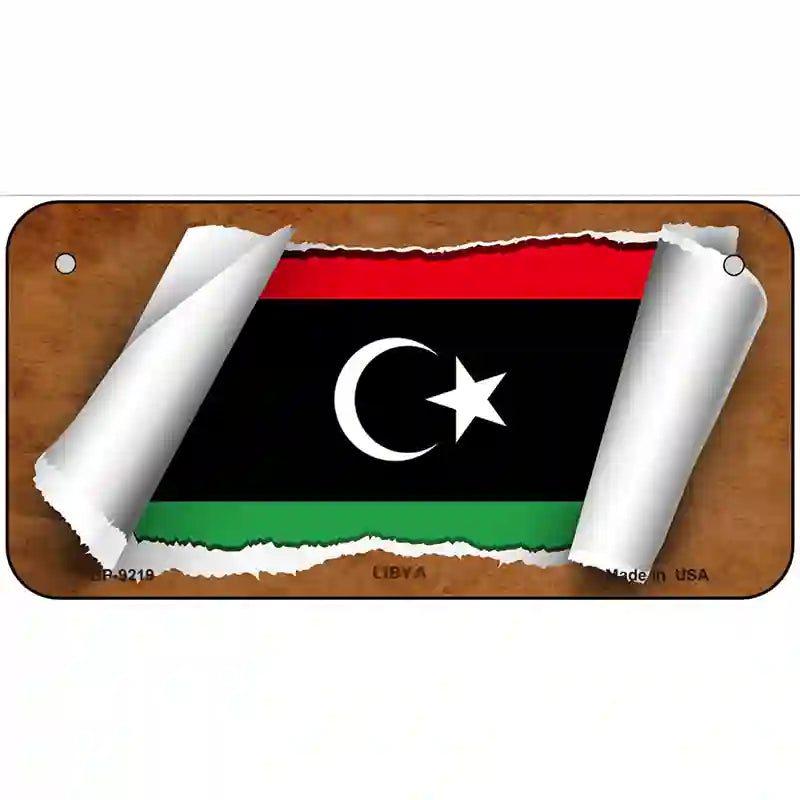 Libya Flag Scroll Metal Novelty License Plate 6" x 3" (BP)