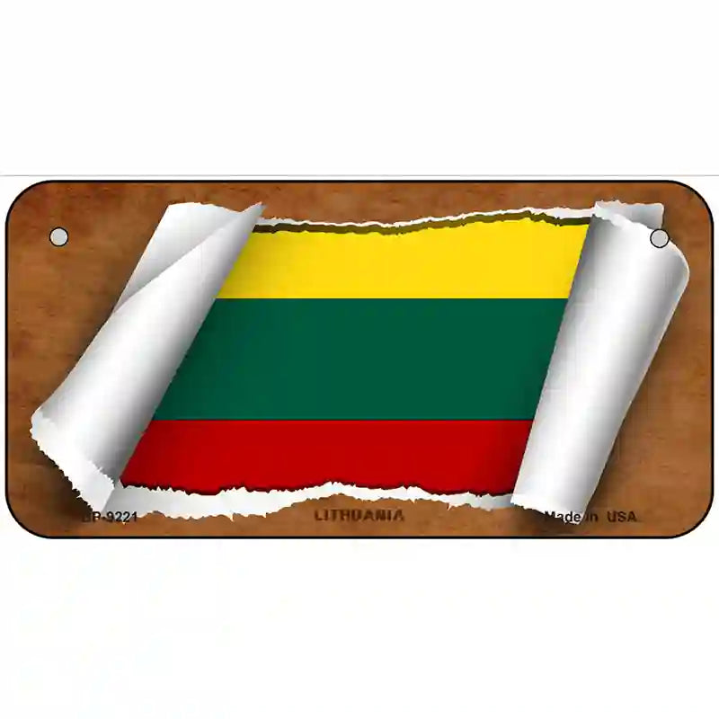 Lithuania Flag Scroll Metal Novelty License Plate 6" x 3" (BP)