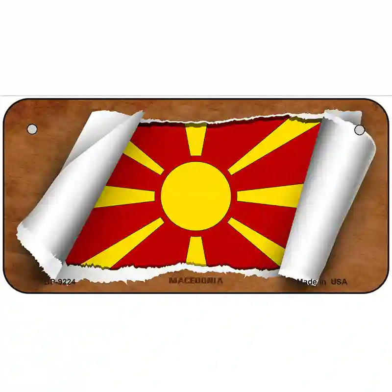 Macedonia Flag Scroll Metal Novelty License Plate 6" x 3" (BP)