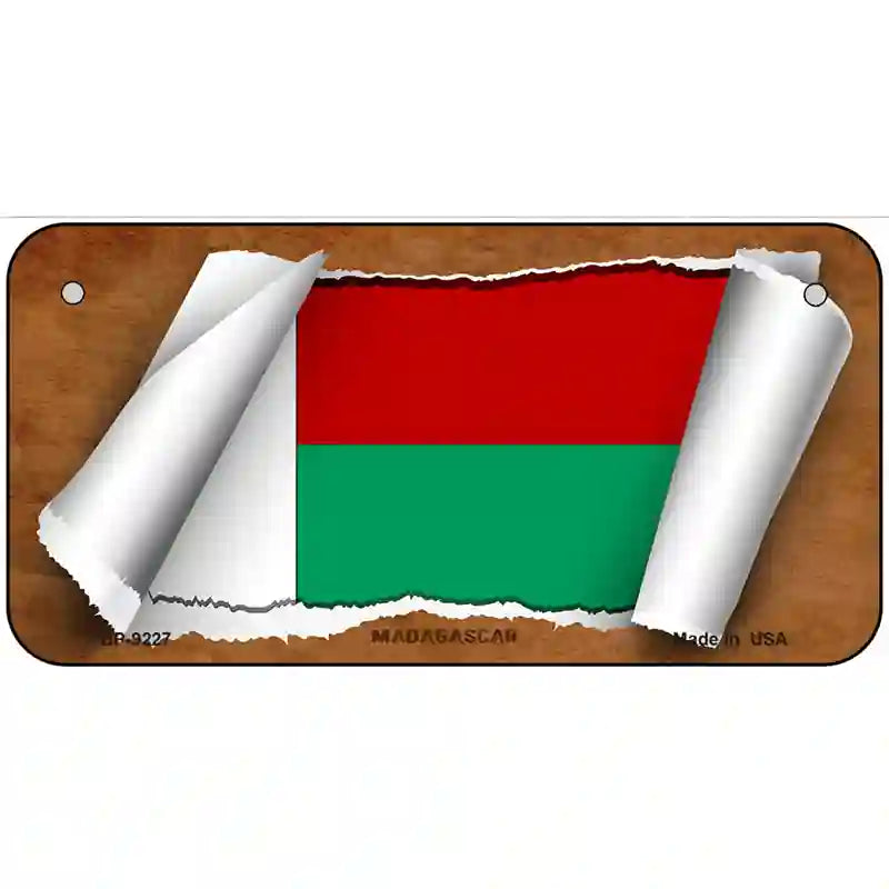 Madagascar Flag Scroll Metal Novelty License Plate 6" x 3" (BP)