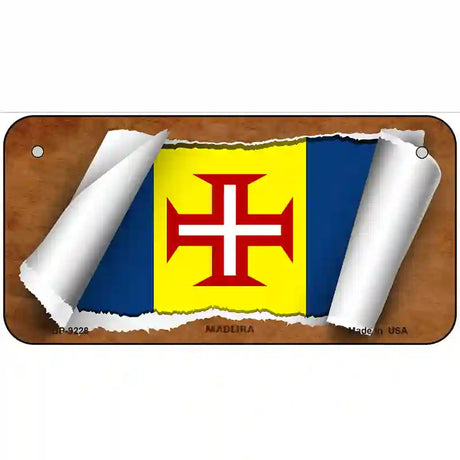 Madeiva Flag Scroll Metal Novelty License Plate 6" x 3" (BP)